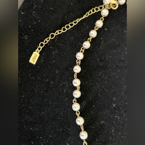 1928 drop statement necklace with simulated pearls and pink rhinestones - Picture 8 of 8